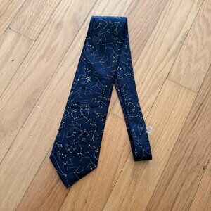 Josh Bach USA Men's Navy Blue Constellations Geometric Pattern Silk Neck Tie